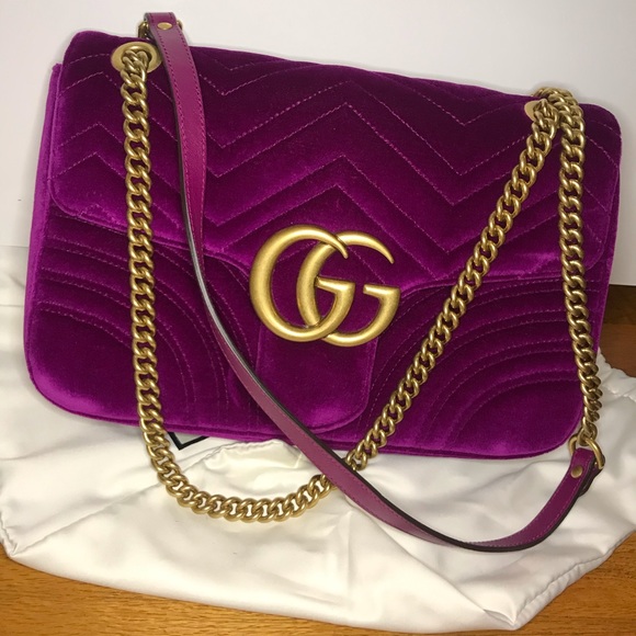 Gucci Handbags - Fushia Velvet GUCCI Shoulder Bag/ crossbody